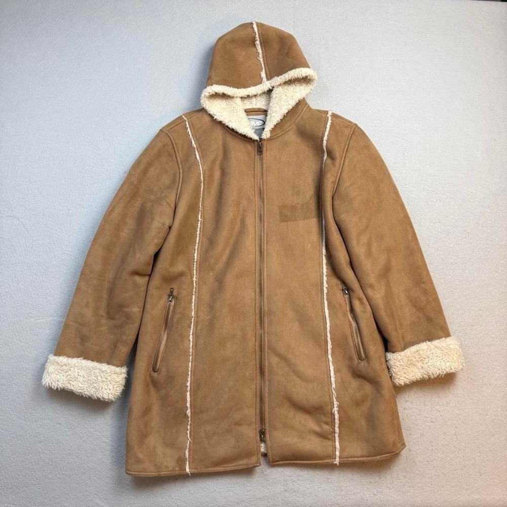 Rave Faux Shearling Hooded Coat – XL